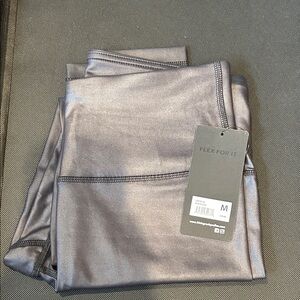 90 Degree By Reflex Silver Metallic High-Waist Leggings